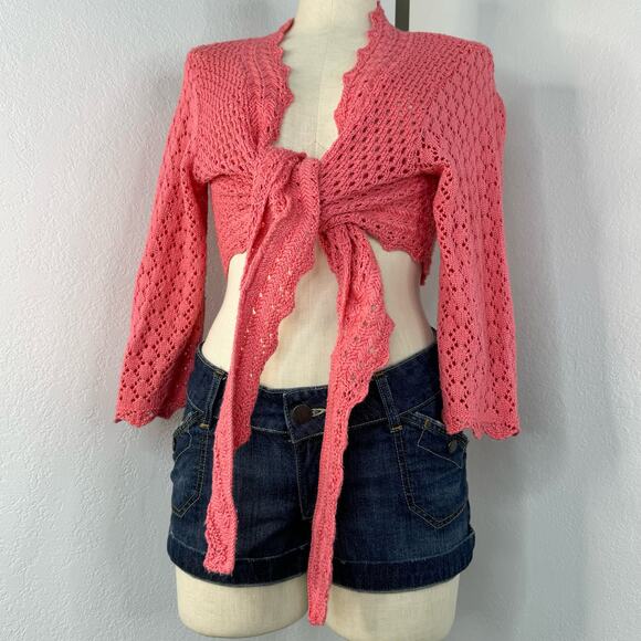 Pink Tie Wrap Cardigan Sweater - Picture 2 of 7